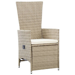 Maison Chic Lot de 2 Chaises inclinables et coussins | Chaises Relax d'extérieur Résine tressée Beige -GKD45033