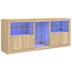 Maison Chic Commode Buffet - Meuble de rangement avec lumières LED chêne sonoma 181,5x37x67 cm -GKD14695