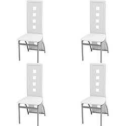 Decoshop26 Lot de 4 chaises de salle à manger cuisine intemporelles en synthétique blanc CDS021250 