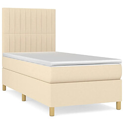 Maison Chic Structures de lit + matelas,Lit à sommier tapissier et matelas pour Chambre Crème 90x190 cm Tissu -MN34123