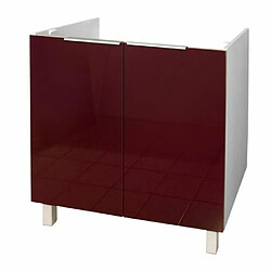 Berlioz Creations CE8BD Meuble Bas de Cuisine sous-Evier Evier Bordeaux Haute Brillance 80 x 52 x 83 cm