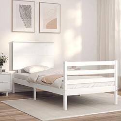 Avis Maison Chic Cadre/structure de lit et tête de lit pour adulte - Lit Moderne Chambre blanc 100x200 cm bois massif -MN31480