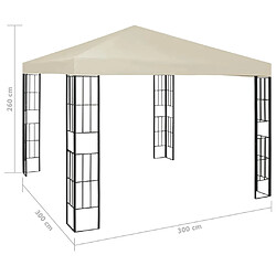 vidaXL Belvédère 3x3 m Crème pas cher