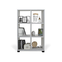 Alter Bibliothèque avec 6 compartiments ouverts, Étagère pour livres et documents, Bibliothèque de rangement de bureau, Made in Italy, 60x24xh99 cm, couleur chêne blanchi