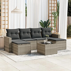 vidaXL Salon de jardin avec coussins 7 pcs gris clair résine tressée 