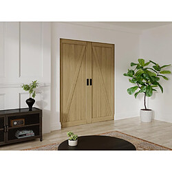 Vente-Unique Porte coulissante double avec système à galandage en bois et MDF - Naturel clair - 2 x H205 x L83 cm - BALERMA