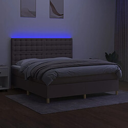 Avis vidaXL Sommier à lattes de lit et matelas et LED Taupe 180x200cm Tissu