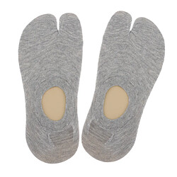 Chaussettes basses unisexes 2 tongs Chaussettes Tabi Chaussettes basses en coton pour bateau Gris