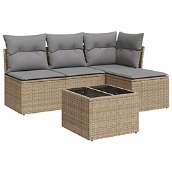 vidaXL Salon de jardin avec coussins 5 pcs beige résine tressée