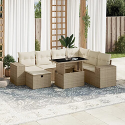 vidaXL Salon de jardin avec coussins 8 pcs beige résine tressée