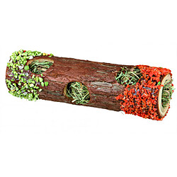 TRIXIE Tunnel en bois naturel avec foin et fleur d'hibiscus pour rongeurs