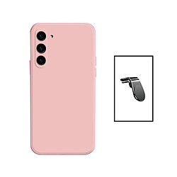 SUPPORT MAGNETIQUE K KIT KIT COFFÉRÉ VOYAGE + COUVERTURE DE SILICONE LIQUIDE Phonecare pour Samsung Galaxy S24 Plus + 5G - rose 