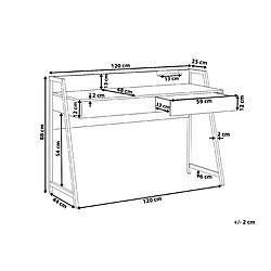 Beliani Bureau effet bois foncé avec 2 tiroirs 120 x 50 cm HARWICH