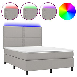 vidaXL Sommier à lattes de lit et matelas et LED Gris clair 140x200 cm