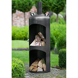 Farm-Mdlt Cheminée d'extérieur cylindrique en acier noir FARO 40x40x132 cm