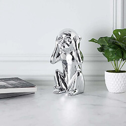 The Home Deco Factory Statue en dolomite Singe 17 x 15 x 28 cm argent.