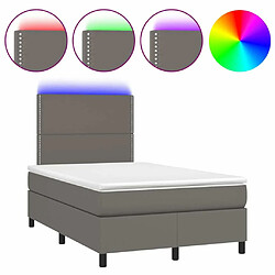 Maison Chic Lit adulte- Lit + matelas + LED,Sommier à lattes de lit matelas LED gris 120x190 cm similicuir -GKD62648