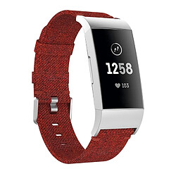 Wewoo Bracelet montre en nylon tissé à la vanille pour Fitbit Charge 3 (rouge foncé) 