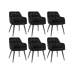 Lot de 6 chaises avec accoudoirs - Velours et métal - Noir - PEGA de PASCAL MORABITO