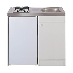 Mezieres KITCHENETTE EVIER INOX REVERSIBLE 1 CUVE 100CM DOMINO VITRO MAN MINUTERIE MEUBLE 1 PORTE FRIGO