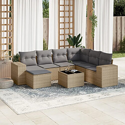 vidaXL Salon de jardin avec coussins 8 pcs beige résine tressée 