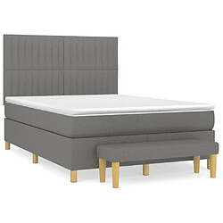 vidaXL Sommier à lattes de lit avec matelas Gris foncé 140x200cm Tissu