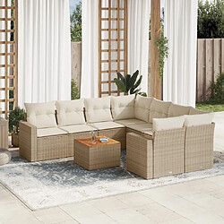 Maison Chic Salon de jardin avec coussins 9 pcs | Ensemble de Table et chaises | Mobilier d'Extérieur beige résine tressée -GKD54979