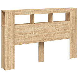 Maison Chic Tête de lit scandinave à LED,meuble de chambre chêne sonoma 160x18,5x103,5cm bois ingénierie -MN70826 pas cher