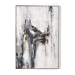 Pegane Tableau peinture à l'huile sur toile,peinte murale avec cadre en bois noir - Longueur 80 x Profondeur 3.5 x Hauteur 120 cm