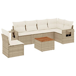 vidaXL Salon de jardin avec coussins 7 pcs beige résine tressée