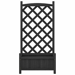 Acheter Maison Chic Jardinière,Bac à fleurs avec treillis - pot de fleur noir bois massif de sapin -GKD39602