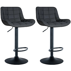 Decoshop26 Lot de 2 tabourets de bar structure métallique noir assise en PVC noir avec surpiqûres 10_0004441