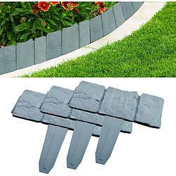 Elixir 20 Pcs Bordure de Jardin, Bordure de Pelouse de Jardin Clôture Bordure Gris Bords de Pelouse de Jardin en Plastique Palissade Clôture Effet Pierre PelouseBordure pour Jardin Pelouse