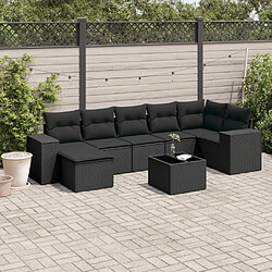 Maison Chic Ensemble Tables et chaises d'extérieur 8 pcs avec coussins,Salon de jardin noir résine tressée -GKD929101