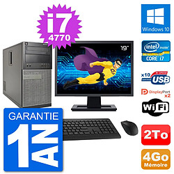 PC Tour Dell 7020 Ecran 19" Intel i7-4770 RAM 4Go Disque 2To Windows 10 Wifi · Occasion 