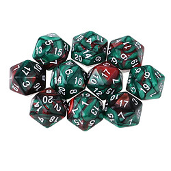 10pcs / set 20 faces d20 dés pour les donjons de jeu trpg u0026 dragons café vert