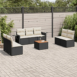 vidaXL Salon de jardin 8 pcs avec coussins noir résine tressée 