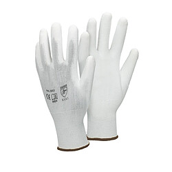 ECD Germany 12 paire de Gants de travail en PU, taille 9-L, couleur blanc, gants de mécanicien en nylon gants de jardin