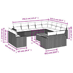 Acheter vidaXL Salon de jardin avec coussins 13 pcs gris résine tressée