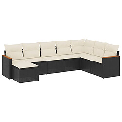 vidaXL Salon de jardin 8 pcs avec coussins noir résine tressée