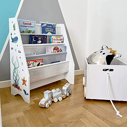 Mobili Rebecca Bibliothèque Pour Enfants Montessori Blanc Mdf Tnt Avec 4 Étagères