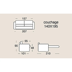 Acheter Inside 75 Canapé convertible express VIGO couchage 140cm matelas Stella 20cm bouclé beige