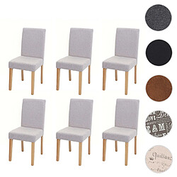 Mendler Lot de 6 chaises de salle à manger Chaise de cuisine Littau ~ textile, crème-beige, pieds clairs