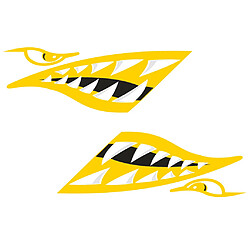 2 Pieces Vinyl Shark Dents Bouquillages Autocollants pour Kayak Canoë Bateau Jaune