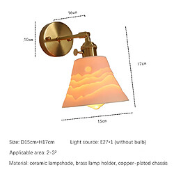 Acheter Universal Petite applique en céramique à double ombre de montagne de 15cm, 220VE27 * 1 sans ampoule, lampe de chevet pour la chambre, applique en laiton pour le salon(Or)