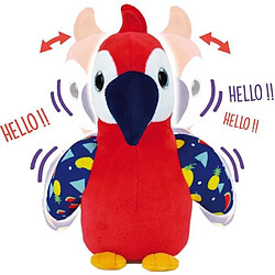 JEMINI Tropi Birds Peluche perroquet ara rouge qui répete et se dandine +/- 20cm