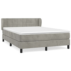 Maison Chic Lit Adulte - Lit simple Lit à sommier tapissier et matelas moelleux - Meuble de Chambre - Gris clair 140x190cm Velours -MN24317