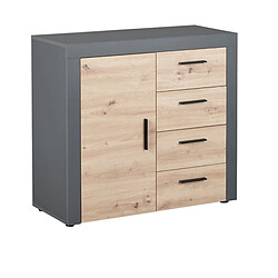 Pegane Commode coloris artisan / anthracite en bois massif- Longueur 94 x Largeur 40 x Hauteur 86 cm 