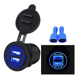 Wewoo Chargeur voiture universel 2 prises d'alimentation double USB 5V 4.2A IP66 avec ouverture (bleu)