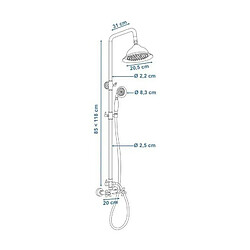 Avis ROUSSEAU Colonne de douche avec robinet mélangeur Retro - Chrome